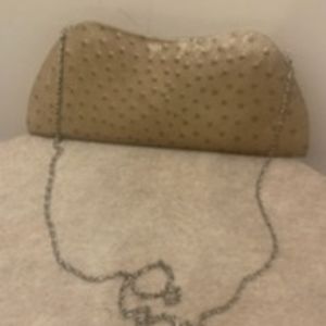 Beige leather clutch